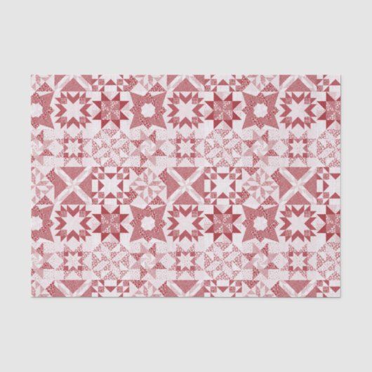 Cheater Traditionele Patchwork Sterren Quilt Rood Tissuepapier (Voorkant)