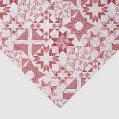 Cheater Traditionele Patchwork Sterren Quilt Rood Tissuepapier (Detail)