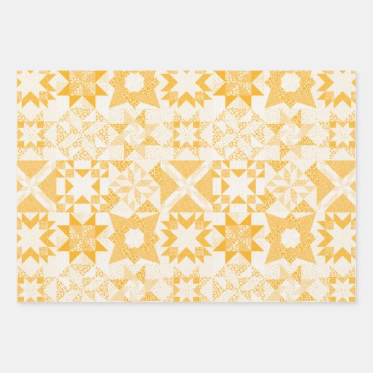 Cheater Traditionele Patchwork Sterren Quilt Wit Inpakpapier Vel (Voorkant 2)