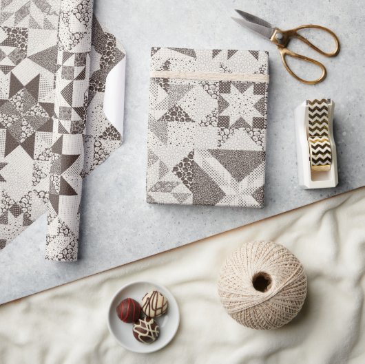 Cheater Traditionele Patchwork Sterren Quilt Zwart Cadeaupapier (Crafts)