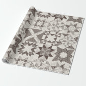 Cheater Traditionele Patchwork Sterren Quilt Zwart Cadeaupapier (Uitgerold)