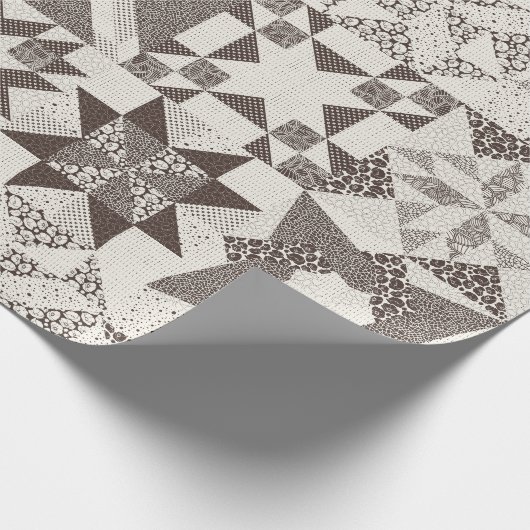 Cheater Traditionele Patchwork Sterren Quilt Zwart Cadeaupapier (Hoek)