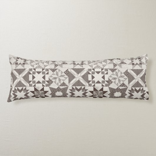 Cheater Traditionele Patchwork Sterren Quilt Zwart Lichaamskussen (Voorkant)
