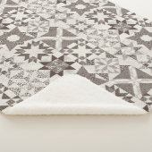 Cheater Traditionele Patchwork Sterren Quilt Zwart Sherpa Deken (3/4)