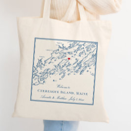 Chebeague Island Kaart Elegant Bruiloft Welkom Tote Bag