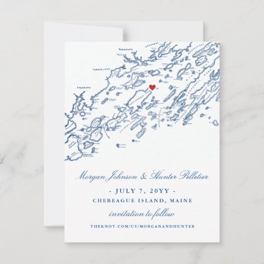 Chebeague Island Maine Elegant Save the Date (Voorkant)