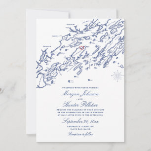 Chebeague Island Map Wedding Invitation - Maine