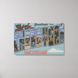 Cheboygan, Michigan - Grote letterscènes Canvas Afdruk