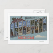 Cheboygan, Michigan - Grote lettertjes Briefkaart (Voorkant / Achterkant)