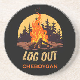 Cheboygan Michigan Kampvuur Zandsteen Onderzetter
