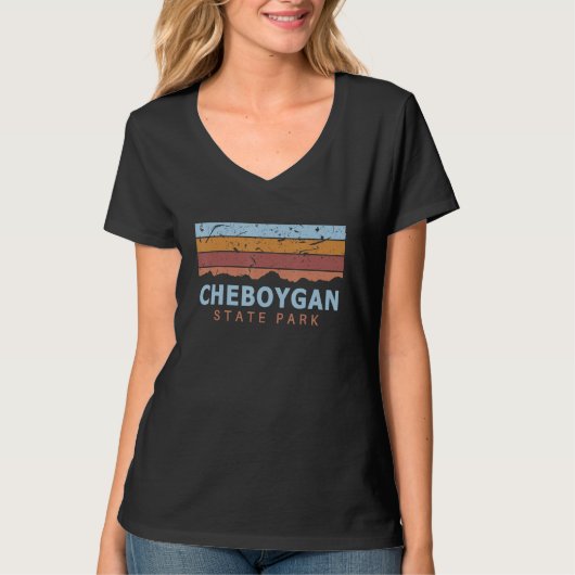 Cheboygan State Park Michigan Retro Cool T-shirt (Voorkant)