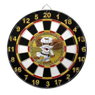 Cheburashka-beer met gouden en zwarte folie met zw dartbord