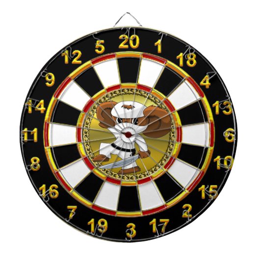 Cheburashka-beer met gouden en zwarte folie met zw dartbord (Voorkant)