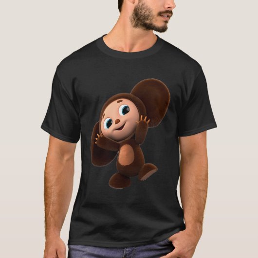 Cheburashka Waving Hand  Russische Cute Carto T-shirt (Voorkant)