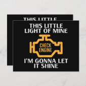 Check Engine Light Shine Funny Car Auto Mechanic G Feestdagenkaart (Voorkant / Achterkant)
