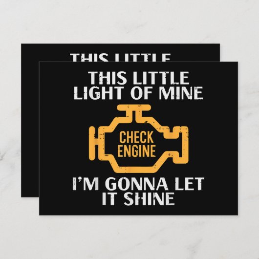 Check Engine Light Shine Funny Car Auto Mechanic G Feestdagenkaart (Voorkant / Achterkant)