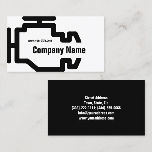 Check Engine Service Zwart Wit Kaart Visitekaartje (Voorkant / Achterkant)