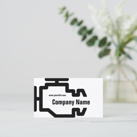 Check Engine Service Zwart Wit Kaart Visitekaartje (Staand voorkant)