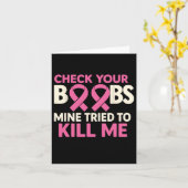 Check je borstmijn probeerde me te doden Pink Ribb Kaart (Gele Bloem)