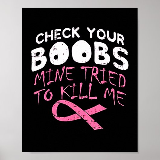 Check je borstmijn probeerde me te vermoorden grap poster (Voorkant)