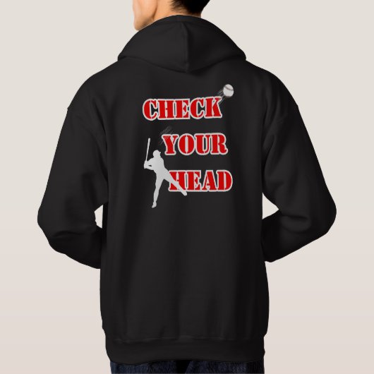 CHECK JE HOOFD - Humoristische Baseball Sports Gra Hoodie (Achterkant)