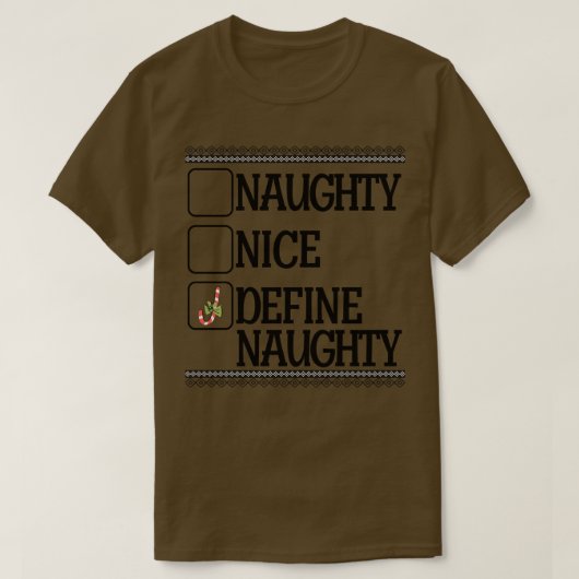 Check List Naughty Nice of Definieer Naughty T-shirt (Design voorkant)