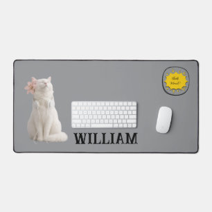 CHECK MEO Witte Kat met Koptelefoon – Gepersonalis Bureaumat