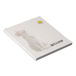 CHECK MEO Witte Kat met Koptelefoon – Gepersonalis Notitieblok