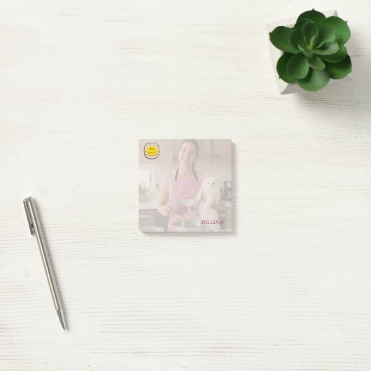 CHECK MEO Witte Kat met Koptelefoon – Gepersonalis Post-it® Notes (Kantoor)