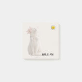 CHECK MEO Witte Kat met Koptelefoon – Gepersonalis Post-it® Notes (Voorkant)