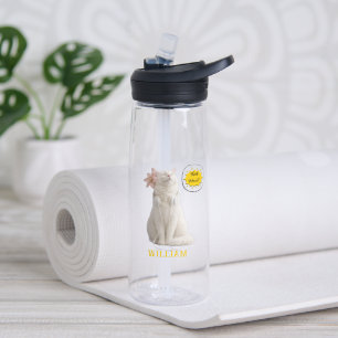 CHECK MEO Witte Kat met Koptelefoon – Gepersonalis Waterfles