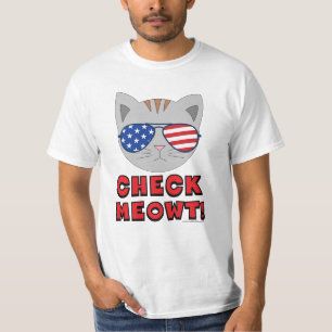 CHECK MEOWT! Amerikaanse zonnebril kat grappige wo T-shirt
