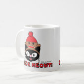 CHECK MEOWT! Cartoon Kitty met Sock Monkey Hoed Koffiemok (Voorkant links)