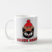CHECK MEOWT! Cartoon Kitty met Sock Monkey Hoed Koffiemok (Links)