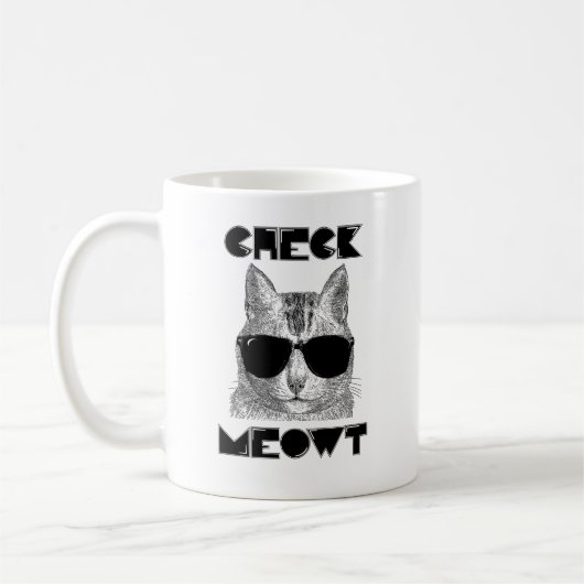 Check Meowt — Cat Humor Koffiemok (Links)