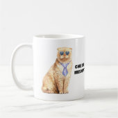 Check Meowt Cat met zonnebril en Stropdas Funny Koffiemok (Links)