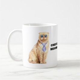 Check Meowt Cat met zonnebril en Stropdas Funny Koffiemok