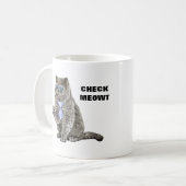 Check Meowt Cat met zonnebril en Stropdas Funny Koffiemok (Voorkant links)