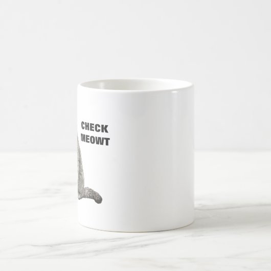 Check Meowt Cat met zonnebril en Stropdas Funny Koffiemok (Center)