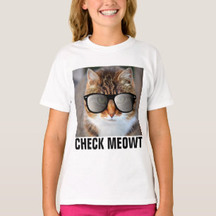 CHECK MEOWT CAT met zonnebril, Meisjes Kinder T-shirt