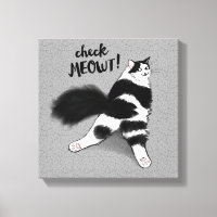 Check Meowt. Funny Black and White Cat Sploot