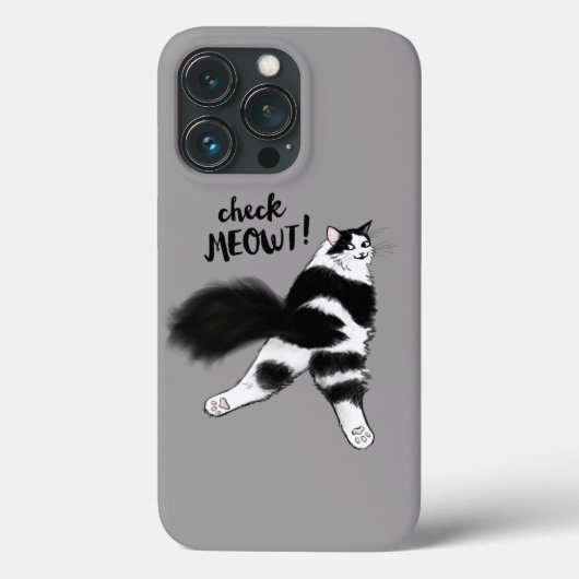 Check Meowt - Funny Black and White Cat Sploot Case-Mate iPhone Case (Achterkant)