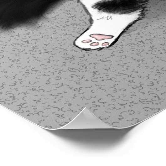 Check Meowt. Funny Black and White Cat Sploot Poster (Hoek)