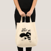 Check Meowt. Funny Black and White Cat Sploot Tote Bag (Voorkant (product))