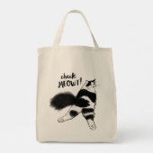 Check Meowt. Funny Black and White Cat Sploot Tote Bag (Achterkant)