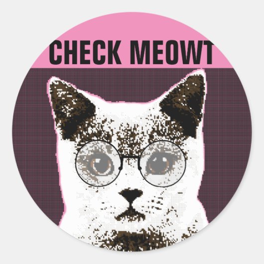 Check Meowt, Funny CAT MET SUNGLASSEN STICKERS (Voorkant)