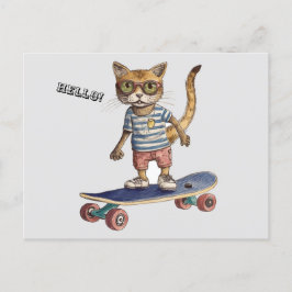 Check Meowt! Funny Cat Skateboarden Briefkaart