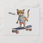 Check Meowt! Funny Cat Skateboarden Briefkaart (Voorkant)