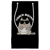 Check Meowt Funny Cool Cat Pun Dark BG Klein Cadeauzakje (Voorkant)