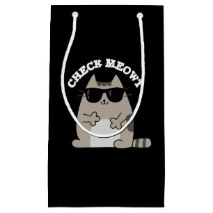 Check Meowt Funny Cool Cat Pun Dark BG Klein Cadeauzakje